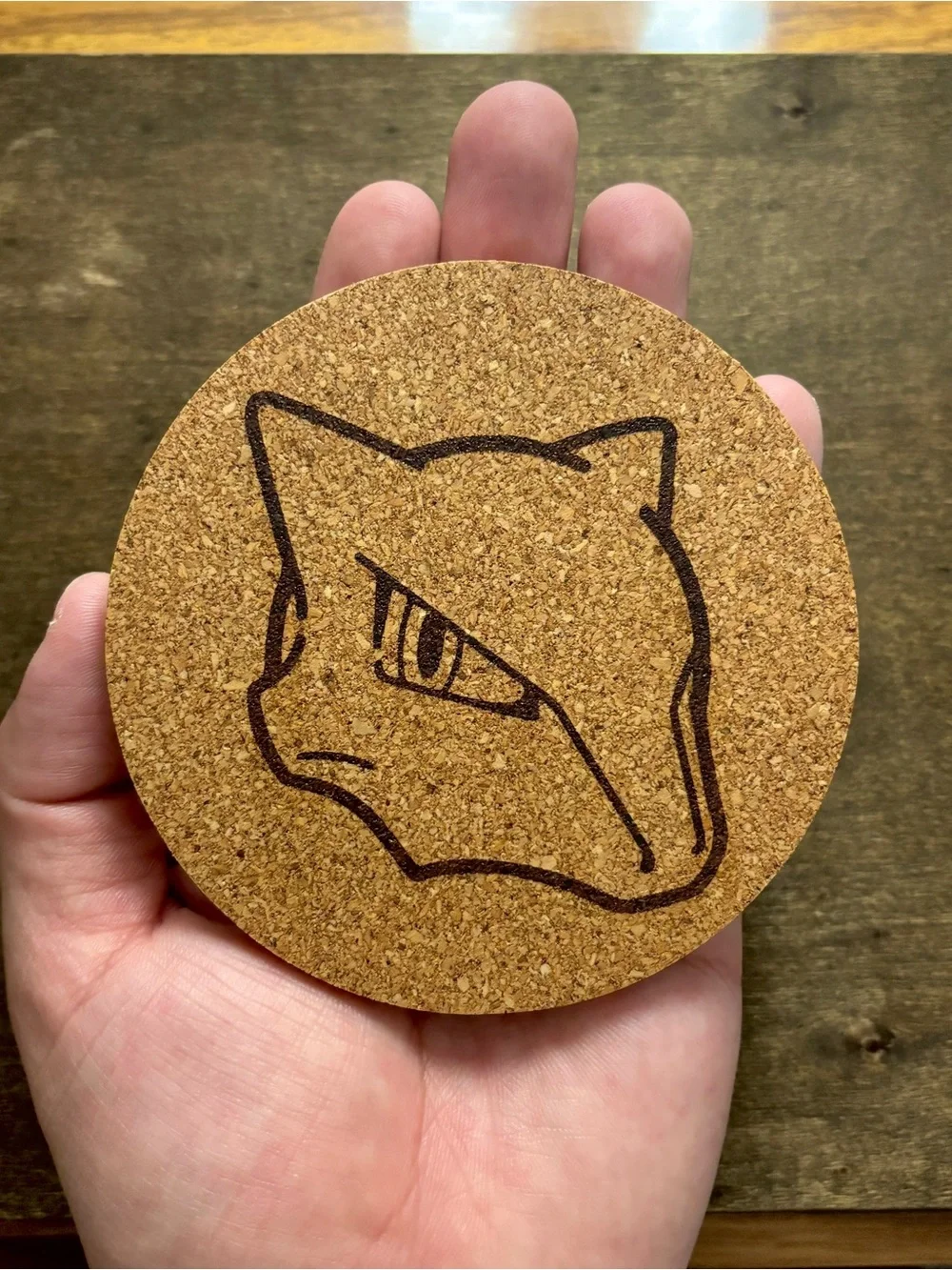 Pokemon Marowak Face Laser Engraved Cork Coaster